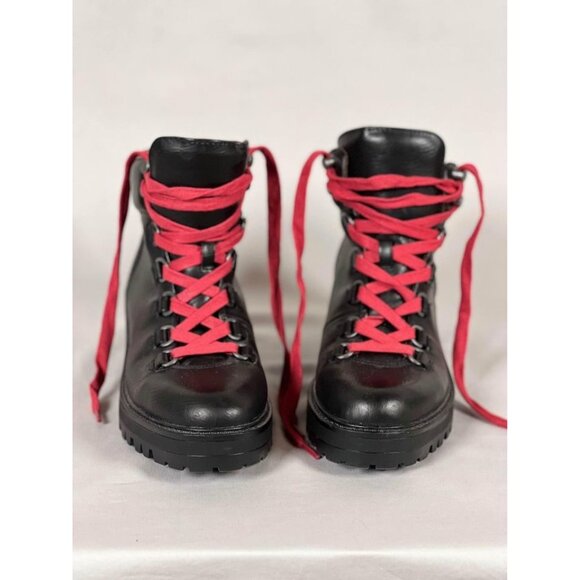 American Eagle Outfitters Womens Black Lace Up Lug Sole Boots Size 6 - Picture 1 of 9